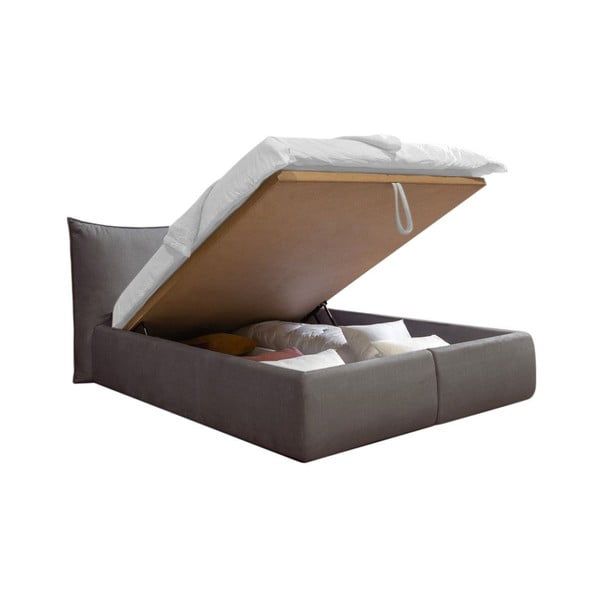 Temno siva žametna oblazinjena zakonska postelja s prostorom za shranjevanje z letvenim dnom 160x200 cm Jade - Bobochic Paris-image-3