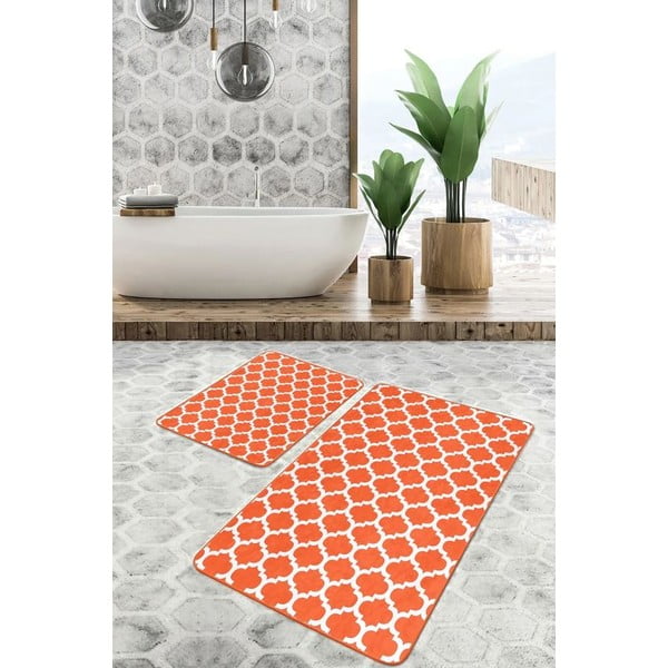 Oranžne žametne kopalniške preproge v kompletu 2 ks 60x100 cm – Mila Home-image-2