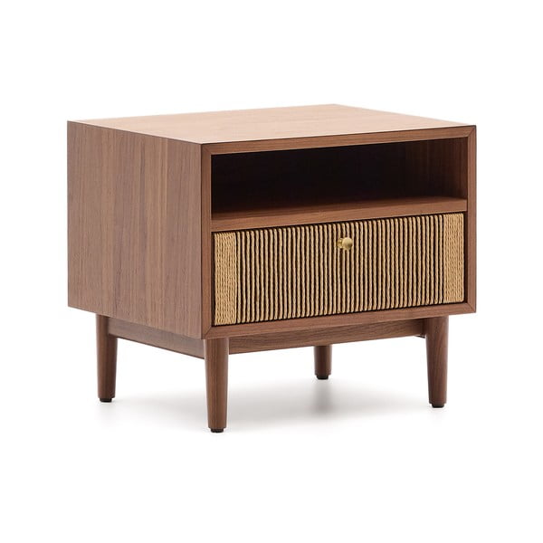 Rjava nočna omarica v orehovem dekorju Elan – Kave Home-image-2