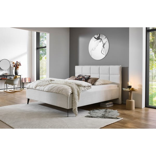 Bež oblazinjena zakonska postelja brez letvenega dna 160x200 cm Paulo – Meise Möbel-image-1
