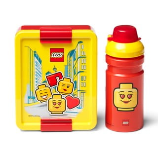 Komplet rumeno-rdeče posode za prigrizke in steklenice za pitje LEGO® Iconic
