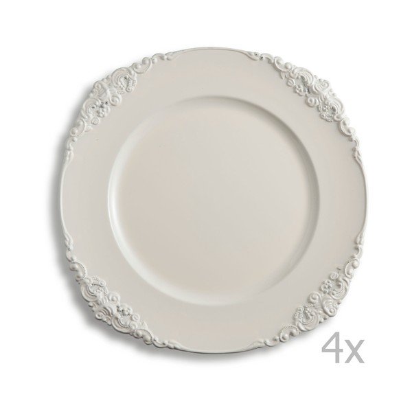Komplet štirih kremnih krožnikov Brandani Elegance