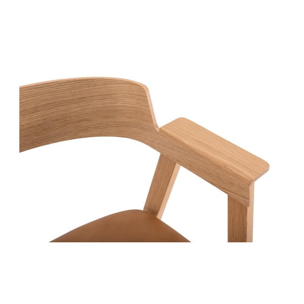 Rjav/naraven usnjen jedilni stol z nasloni za roke Flip – Gazzda-image-4