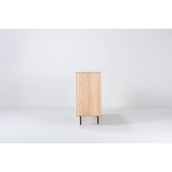 Črna nizka komoda iz masivnega hrasta 176x100 cm Fina – Gazzda-image-4