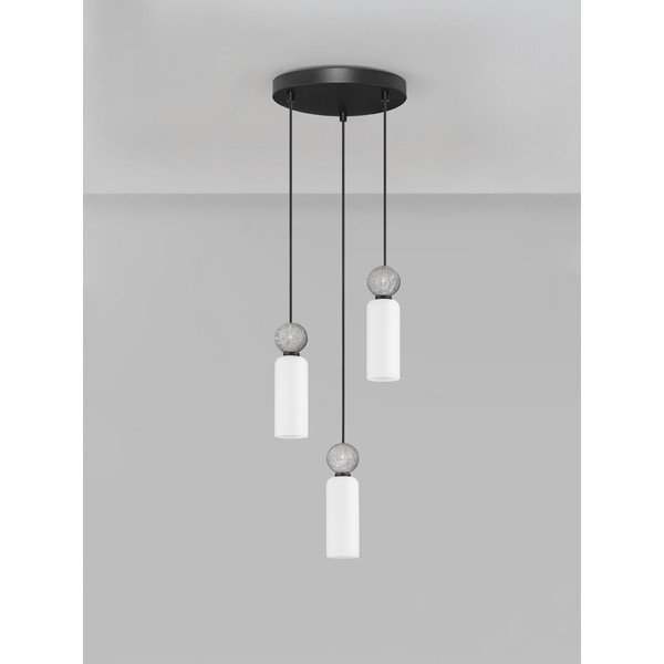 Mat črna lončena viseča svetilka s steklenim senčilom ø 25 cm Filomena – Nova Luce-image-3