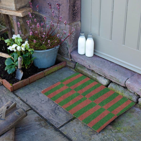 Predpražnik iz kokosovih vlaken 40x60 cm Pink & Green Half Stripes – Artsy Doormats-image-3