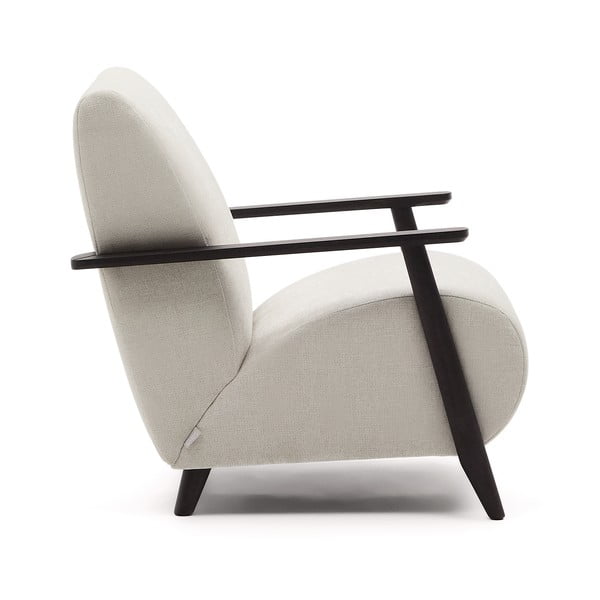 Bež/kremno bel fotelj iz šenilje Meghan – Kave Home-image-2