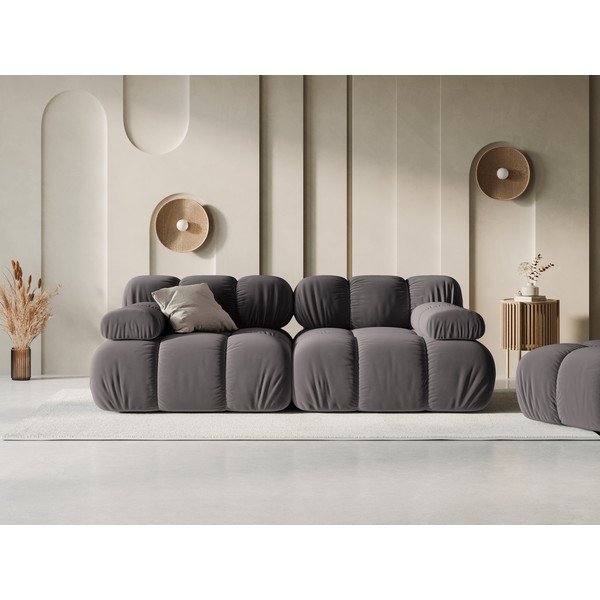 Temno siva žametna sedežna garnitura 188 cm Bellis – Micadoni Home-image-1
