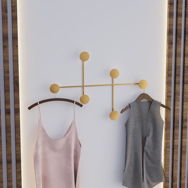 Kovinski stenski obešalnik v zlati barvi Dama-A – Kalune Design-image-1