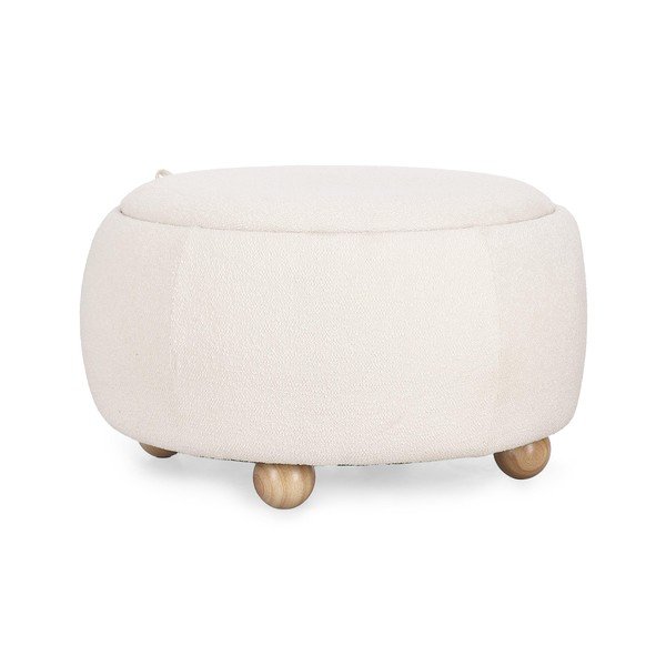 Kremno bel tabure iz tkanine bouclé Irisha – Bizzotto