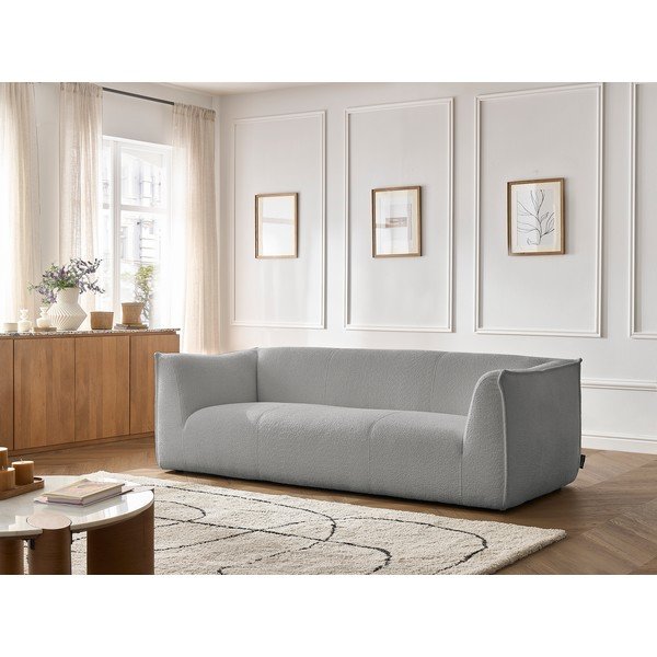 Svetlo siva sedežna garnitura iz tkanine bouclé 242 cm Giorgia – Bobochic Paris-image-1