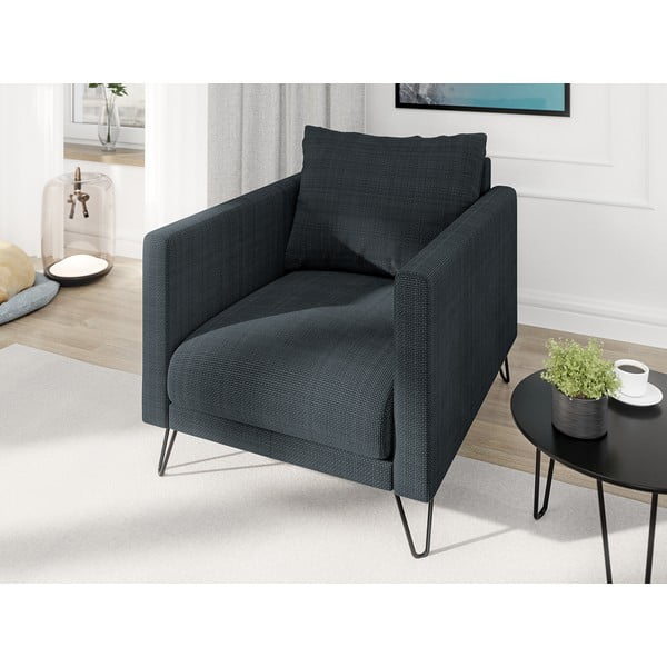 Temno siv fotelj iz šenilje Freya – Ropez-image-3