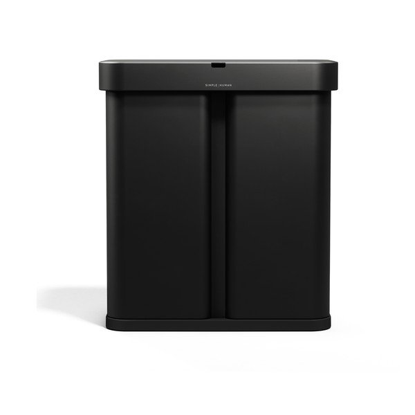Črn jeklen koš za smeti 34+24 l za ločevanje odpadkov/brezstični Dual Sensor – simplehuman-image-2