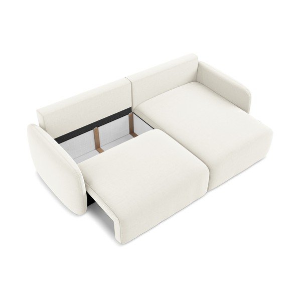 Kremno bela žametna raztegljiva/s prostorom za shranjevanje kotna sedežna garnitura (desni kot/z ležalnikom) Kalena – Makamii-image-4
