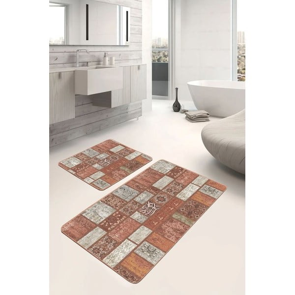 Rjave žametne kopalniške preproge v kompletu 2 ks 60x100 cm – Mila Home-image-3