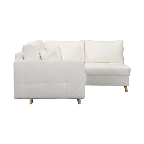 Bela kotna sedežna garnitura iz tkanine bouclé (desni kot) Ariella – Ropez-image-4