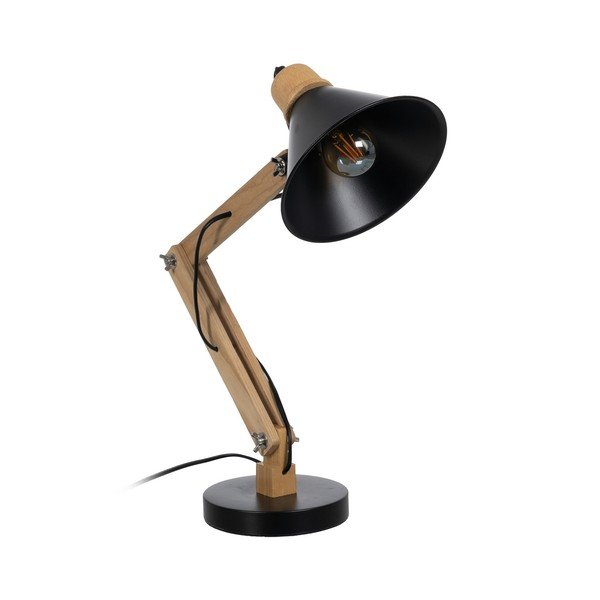 Črna/naravna namizna svetilka s kovinskim senčilom (višina 55 cm) – Ixia