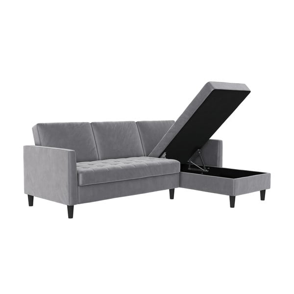 Svetlo siva žametna kotna sedežna garnitura Presley – Støraa-image-3