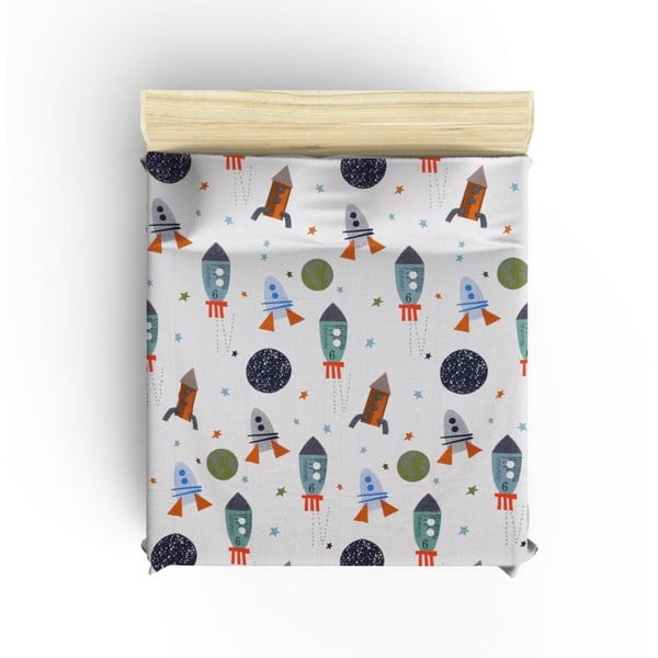 Belo bombažno otroško pregrinjalo 140x200 cm Spacex – Mijolnir