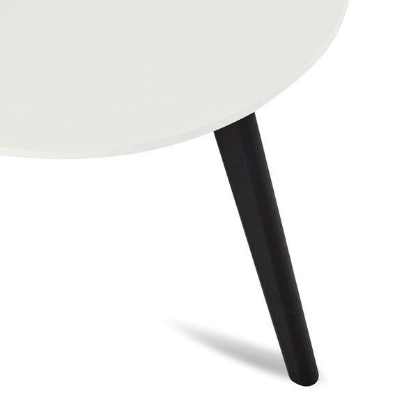 Črno-bela kavna mizica z nogami iz hrastovega lesa Furnhouse Life, Ø 48 cm-image-2