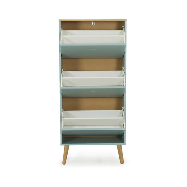 Zelena omara za čevlje z nogami iz hrastovega lesa s 3 predali Tenzo Dot-image-2