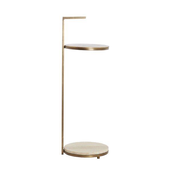 Okrogla stranska mizica z marmorno mizno ploščo ø 26 cm Leda – Light & Living-image-3