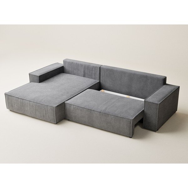 Siva raztegljiva/s prostorom za shranjevanje kotna sedežna garnitura iz šenilje (levi kot/z ležalnikom) Maze – Maison de Rêve-image-3