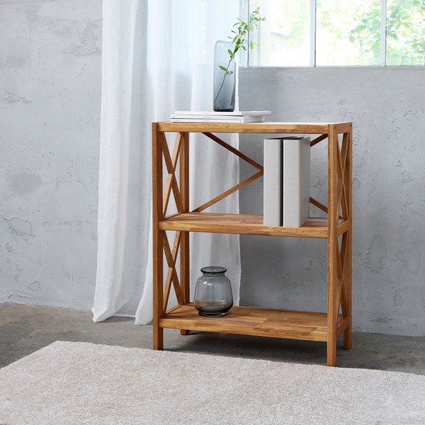 Regal iz masivnega hrasta v naravni barvi 70x87 cm X-Shelf – Unique Furniture-image-1