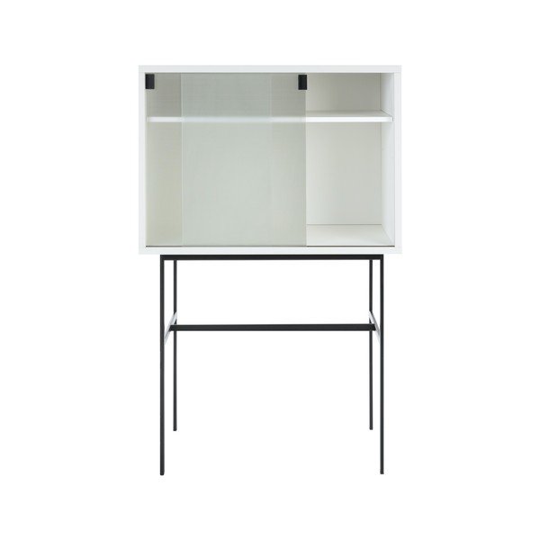 Sivo-bež vitrina z drsnimi vrati 70x109x40 cm Lekko – noo.ma-image-2