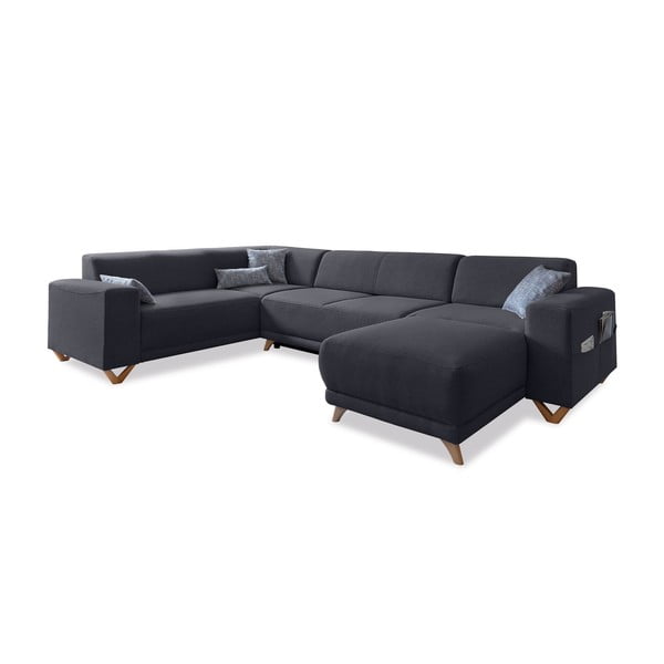 Antracitno siva raztegljiva/s prostorom za shranjevanje kotna sedežna garnitura (levi kot/v obliki črke "U") Classy Sophie – Miuform