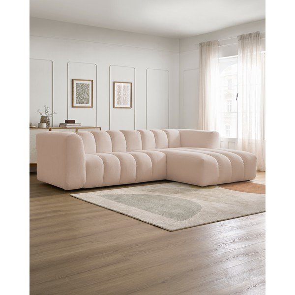 Bež kotna sedežna garnitura (desni kot/z ležalnikom) Talia – Bobochic Paris-image-1