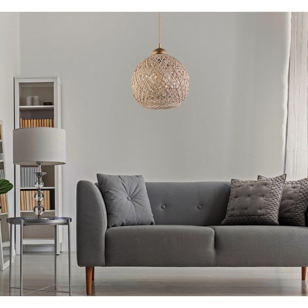 Bež/zlata viseča svetilka s senčilom iz jute ø 24 cm – Opviq lights-image-1
