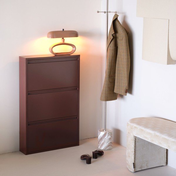 Bordo rdeča kovinska preklopna omarica za čevlje 66x103x16 cm Sabine – WOOOD-image-1