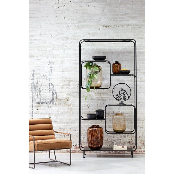 Črna kovinska knjižna omara 100x206 cm Winston - Light & Living-image-1
