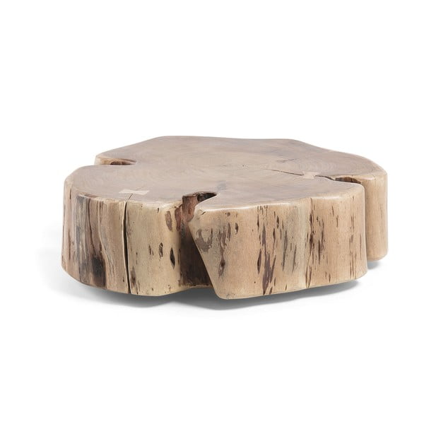 Okrogla mizica iz masivne akacije v naravni barvi 60x65 cm Essi – Kave Home