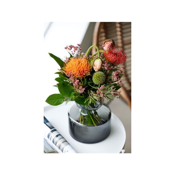 Siva steklena vaza Lyngby Glas Tubular, višina 20 cm-image-2