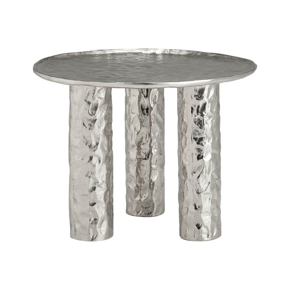 Aluminijasta okrogla klubska mizica v srebrni barvi ø 60 cm Art