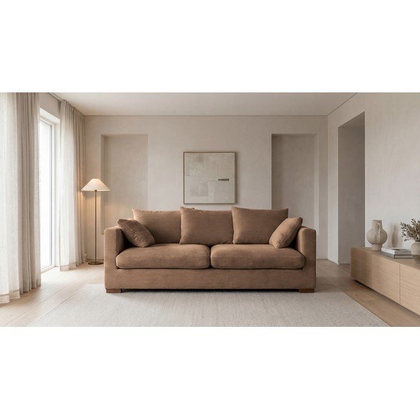 Svetlo rjava sedežna garnitura iz rebrastega žameta 220 cm Comfy – Scandic-image-4