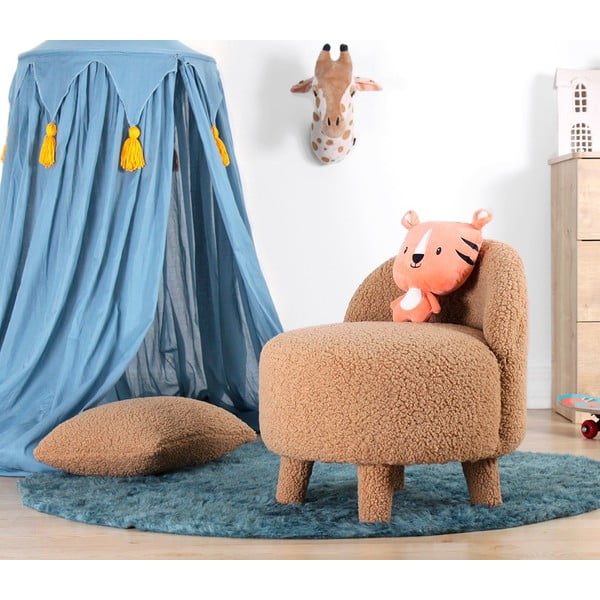 Rjav otroški fotelj iz tkanine bouclé Moouv – Artie-image-1