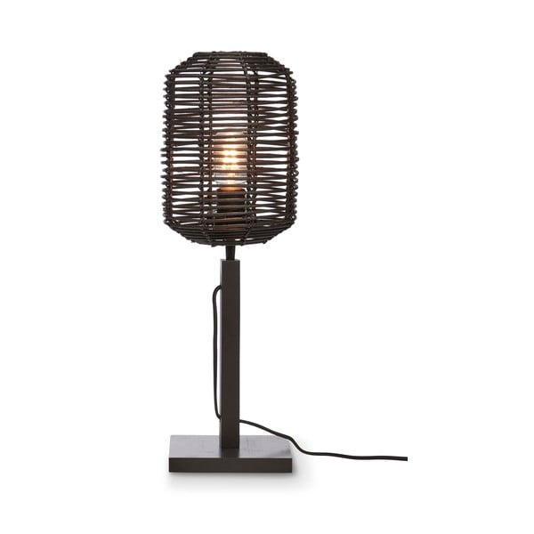 Črna namizna svetilka s senčnikom iz ratana (višina 45 cm) Tanami – Good&Mojo
