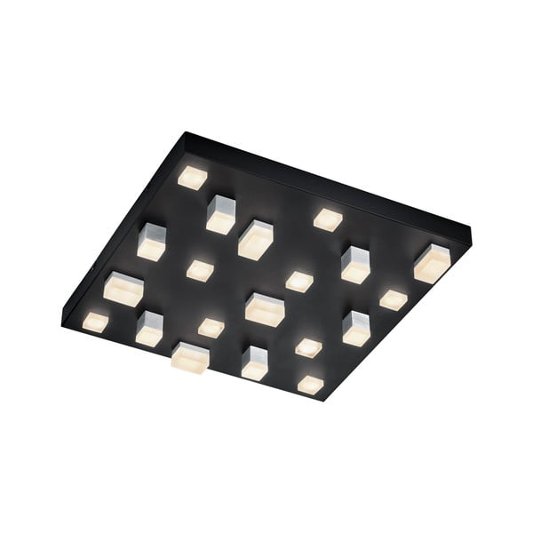 Črna LED stropna svetilka s kovinskim senčilom 45x45 cm Civeto – CINQUE