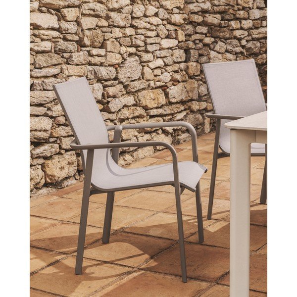 Bež/sivorjav vrtni stol Canea – Kave Home-image-1