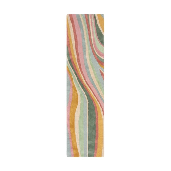 Ročno tkan volnen tekač 60x230 cm Abstract Flow – Flair Rugs