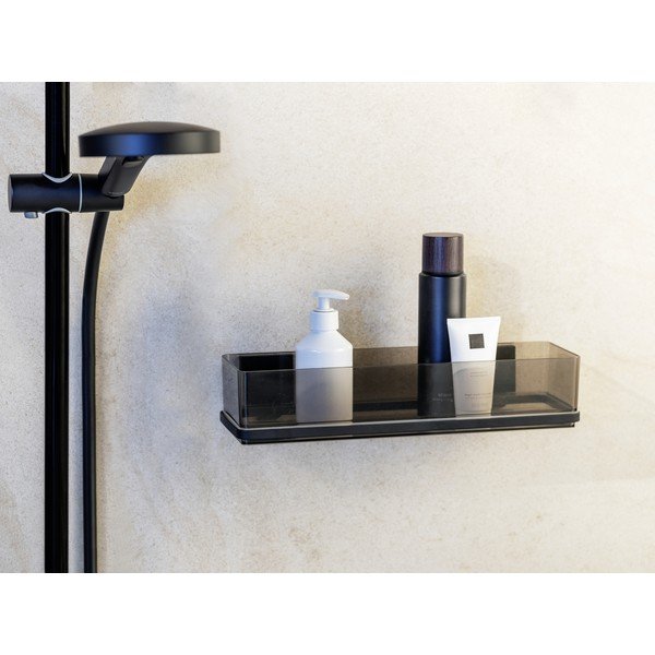 Črna plastična kopalniška polica z namestitvijo brez vrtanja Quadro – Wenko-image-2