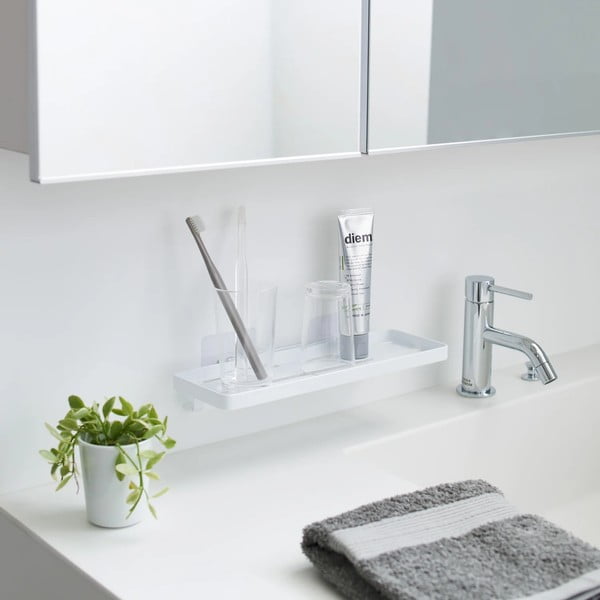 Mat bela jeklena kopalniška polica z namestitvijo brez vrtanja Film Hook – YAMAZAKI-image-1