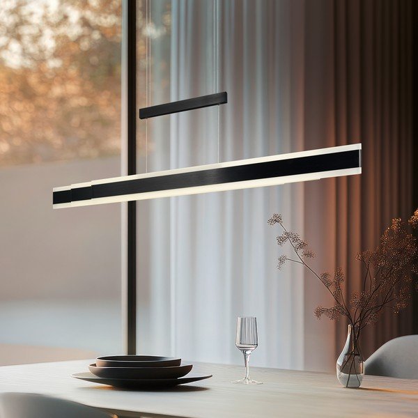 Mat črna LED viseča svetilka s kovinskim senčilom Arcola – Trio-image-1