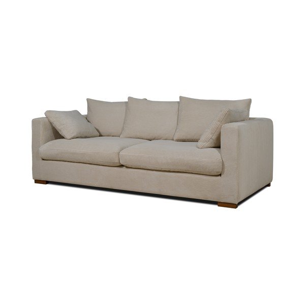 Bež sedežna garnitura iz rebrastega žameta 220 cm Comfy – Scandic-image-2