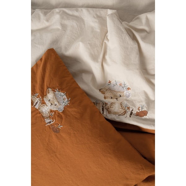 4-delna oranžno-bež bombažna posteljnina za otroško posteljico z rjuho 100x150 cm Clever – Mijolnir-image-2