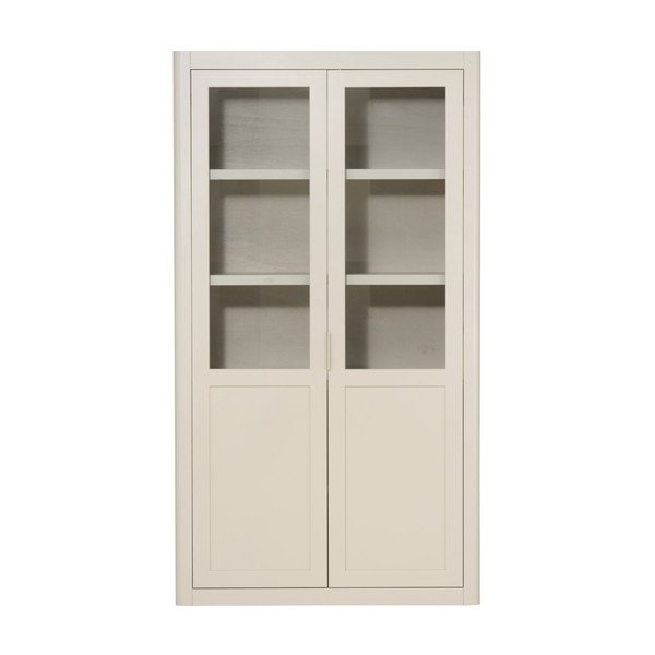 Svetlo siva vitrina iz masivnega bora 120x217x48 cm Gunnar – WOOOD