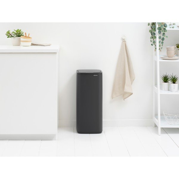 Temno siv jeklen koš za smeti na dotik 30 l Bo Touch – Brabantia-image-1